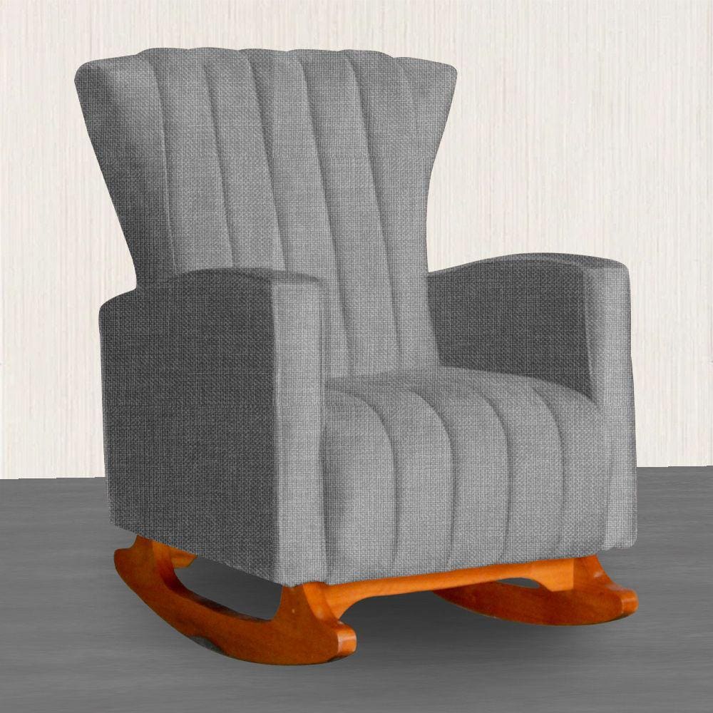 Poltrona Estofada de Balanço Melinda Linho Cinza - LM DECOR