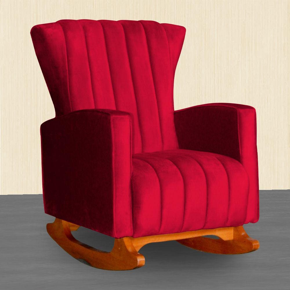 Poltrona Estofada de Balanço Melinda Veludo Vermelho - LM DECOR