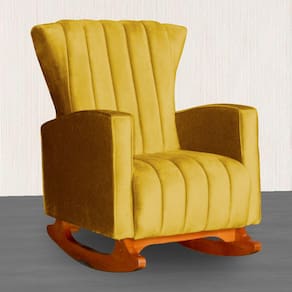 Poltrona Estofada de Balanço Melinda Veludo Mostarda - LM DECOR