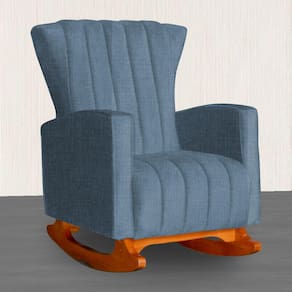 Poltrona Estofada de Balanço Melinda Linho Azul - LM DECOR