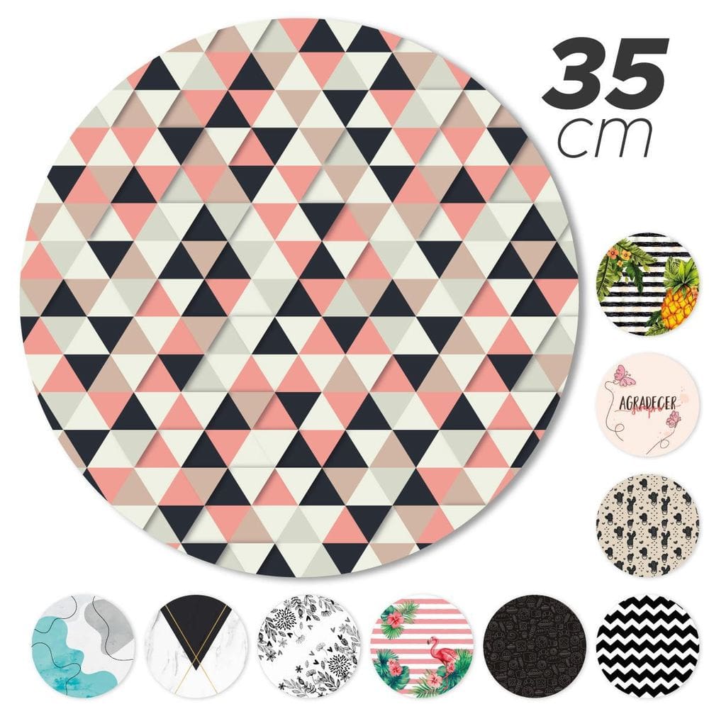 8 Peças Jogo Americano Base Redonda Mdf Sousplat Triângulo