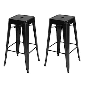Kit - 2 X Banquetas Altas Iron Tolix - 76 Cm - Preto - Semibrilho