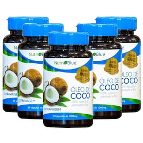 Kit 5 Óleo De Coco, Antinflamatório, Nutri Blue 60Cps 1000Mg