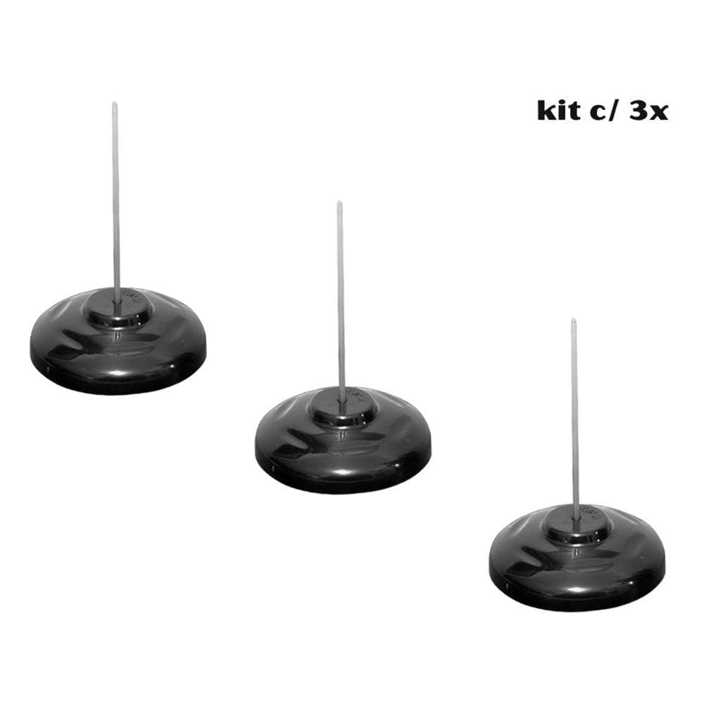 Kit 03 Espeto para Papel Comanda Preto Base Plástica - Cavia | Bilhetes | Bar | Restaurante | Comércio