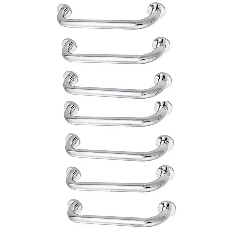 Alça de Apoio Inox Barra 30cm Kit 7 Unidades Acessibilidade Segurança Idoso Cadeirante Box Corredor Corrimao Banheiro Suporte