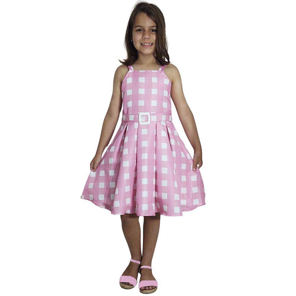 Vestido xadrez filme Barbie para meninas, vestido xadrez infantil