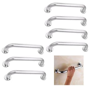 Alça de Apoio 30cm Inox Barra Kit 7 Unidades Idoso Box Banheiro Segurança Acessibilidade