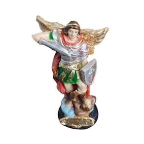 Escultura Estatua Imagem Arcanjo Miguel - 10cm - Gesso