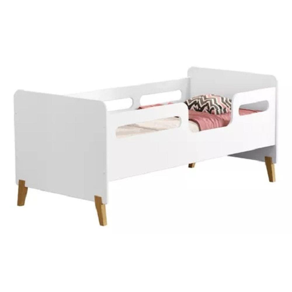 Cama Infantil Cecilia Com Grade de Proteção Branco