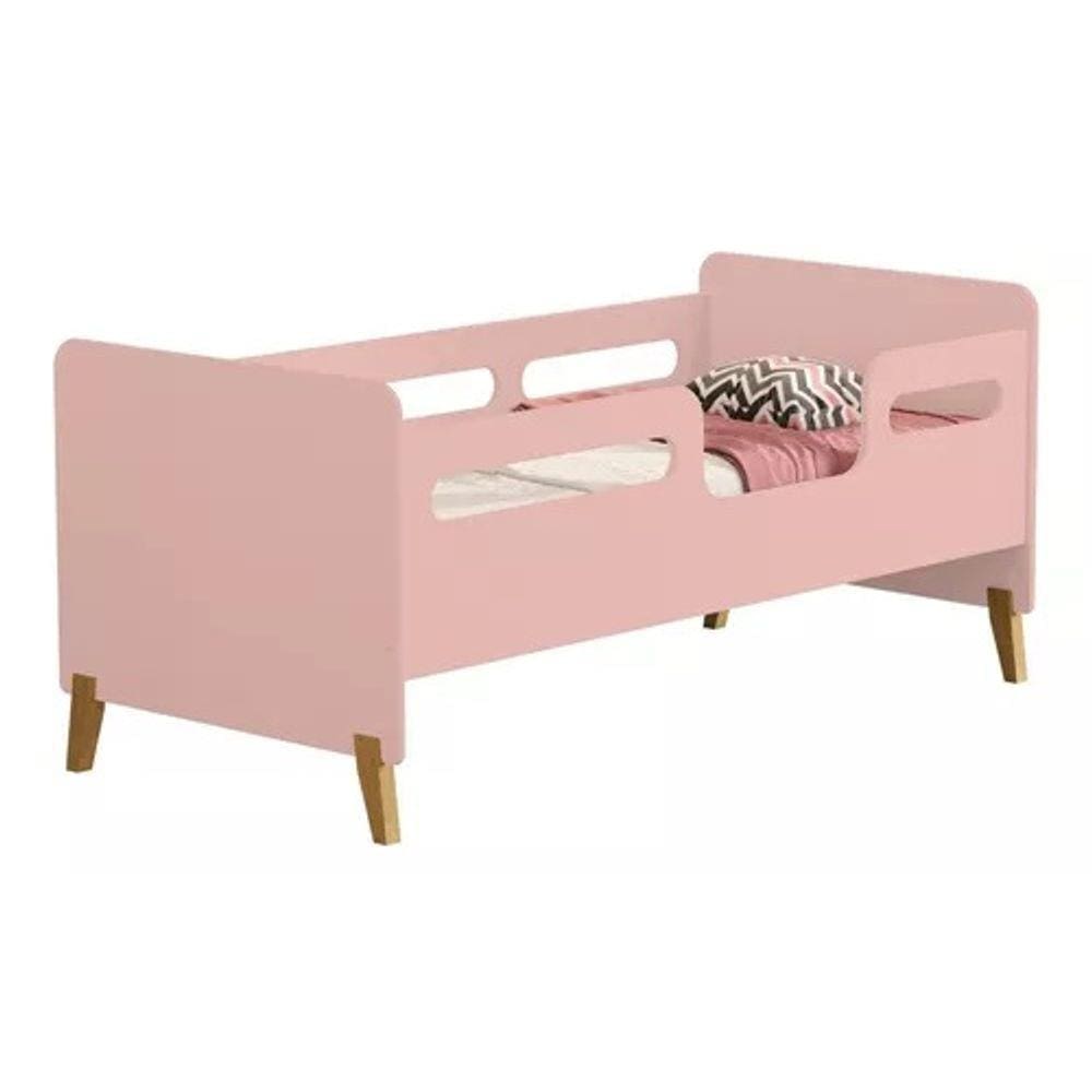 Cama Infantil Cecilia Com Grade de Proteção Rose