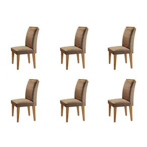 conjunto com 6 cadeiras olivia suede animalle chocolate e capuccino