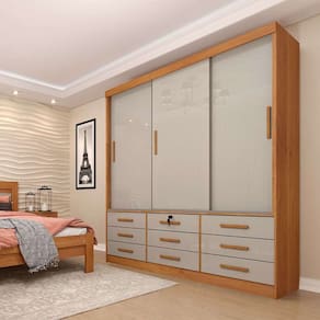 guarda-roupa casal chicago 3 pt 9 gv cinamomo e off white