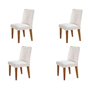 conjunto com 4 cadeiras bari veludo pérola e capuccino