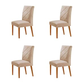 conjunto com 4 cadeiras aurora veludo bege e capuccino