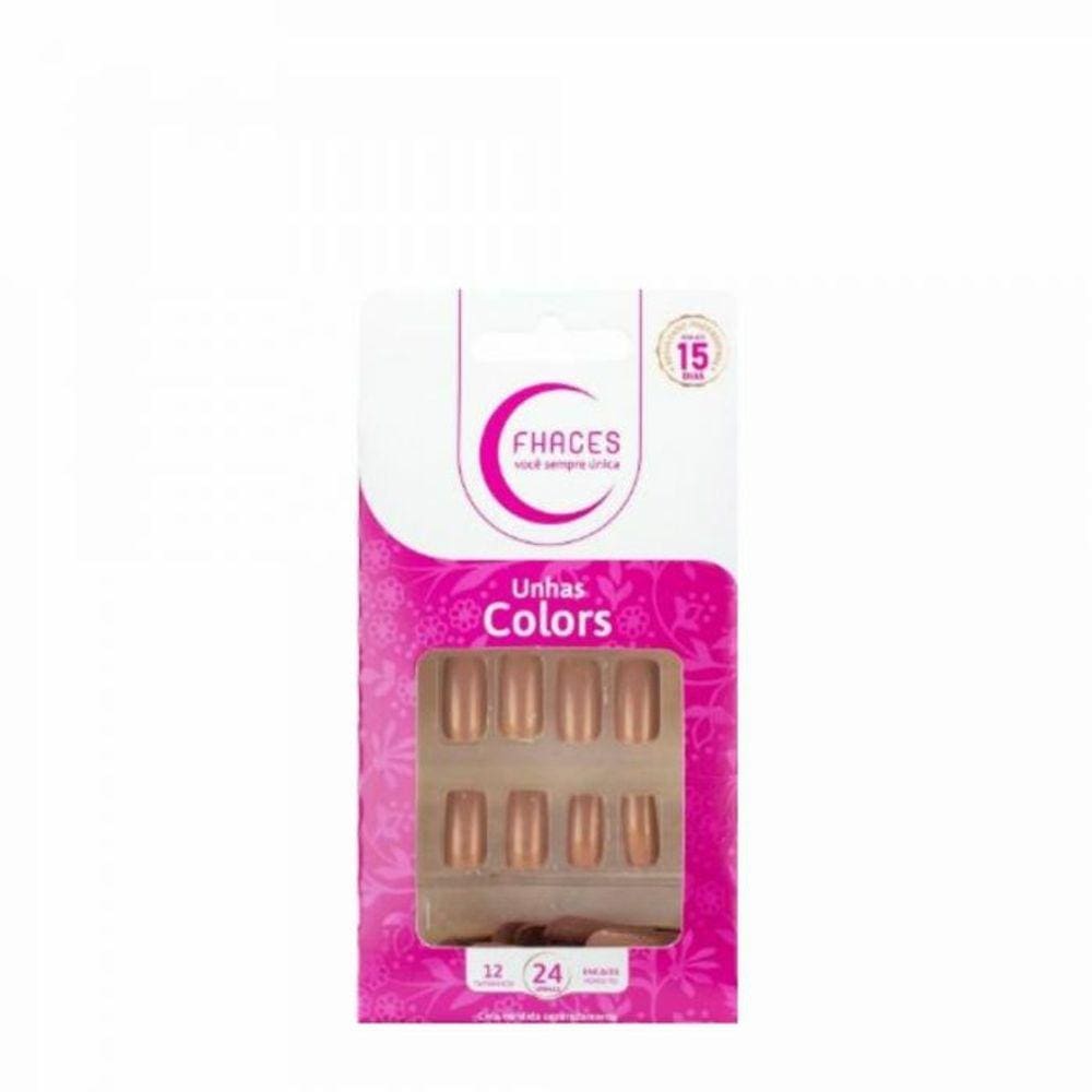 Unhas Postiças Fhaces Colors Rosa Flash Metaliz U3082
