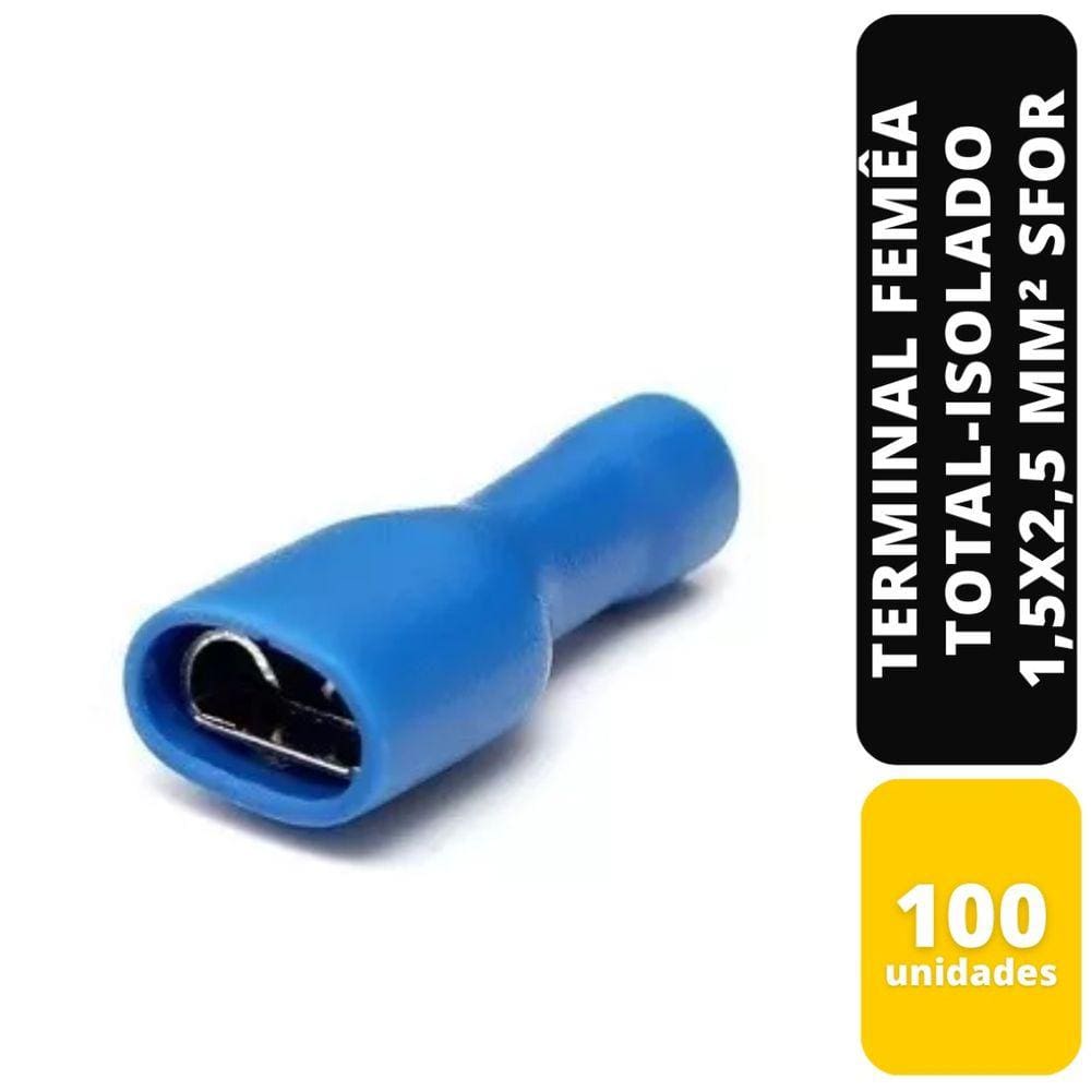 Kit C/100 Terminal Femea Total-Isolado PVC 1,5x2,5 mm² Sfor