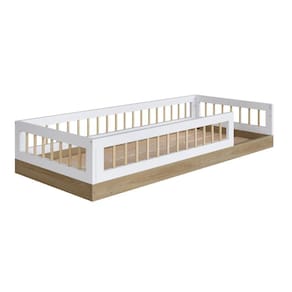 Cama Infantil Montessoriana Solteiro Completa Móveis Affetto Marrom Branco