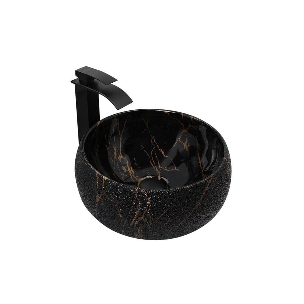 Kit Cuba Pia Louça Cerâmica Banheiro C/Torn e Vál Preta 64