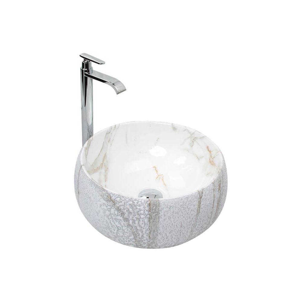 Kit Cuba Pia Louça Cerâmica Banheiro C/Torn e Vál Cromada 58