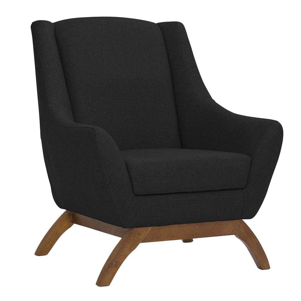 poltrona juliet linho preta e madeira