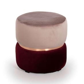 puff round rainbown veludo rosa e bordô