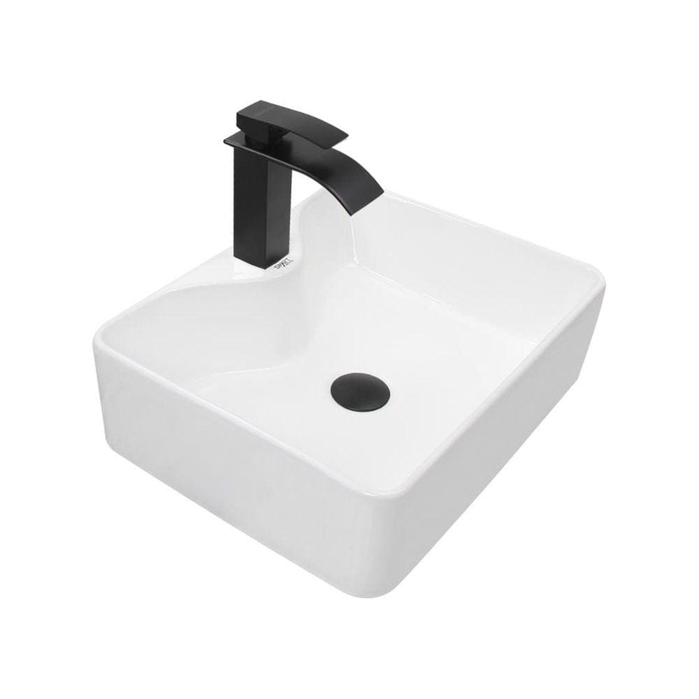 Kit Cuba Pia Louça Cerâmica Banheiro C/Torn e Vál Preto 29