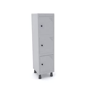 Armário Roupeiro 3 Portas Aço MGRP 501/3 Cinza