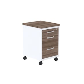 Gaveteiro Volante 3 Gavetas GVPS03P25TUB Walnut/Branco