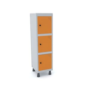 Armário Roupeiro 3 Portas Aço MGRP 501/3 Cinza /Laranja Picasso