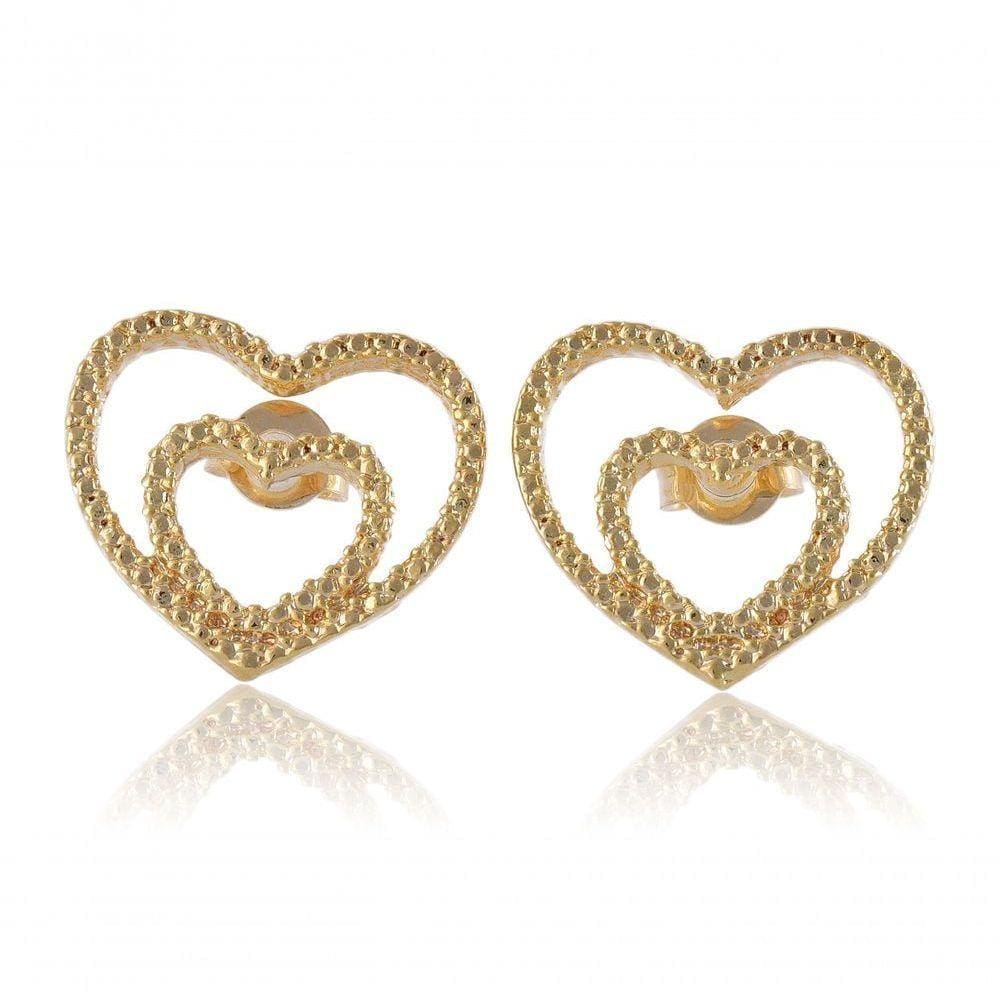 Brinco De Coração Dourado Pequeno Folheado