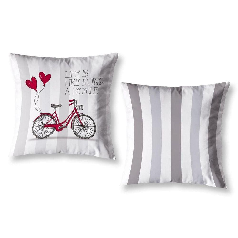 Kit 2 Almofadas Cheias 40X40 Estampadas Vintage Bike Branco