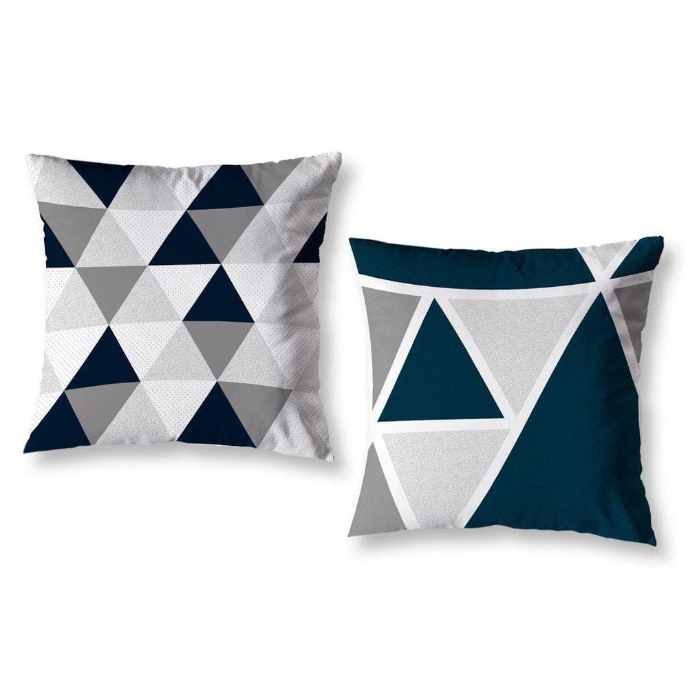 Kit 2 Capas De Almofada 40Cm X 40Cm Estampadas Geo Cinza