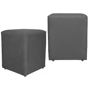 Kit 2 Puffs Quadrado Cubo Banqueta Utilize - Cinza
