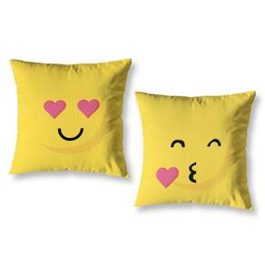 Kit 2 Capa De Almofada Estampadas Infantil 40X40 Zíper Emoji