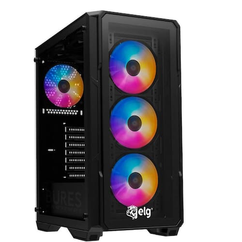 Gabinete Gamer Pro Elg Bures, Lateral/Frente em Vidro Temperado, C/ 3 Fans Preto - GGPBR