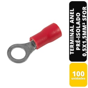 Kit C/100 Terminal Anel Vermelho Pré-Isolado 0,5x1,5mm² Sfor