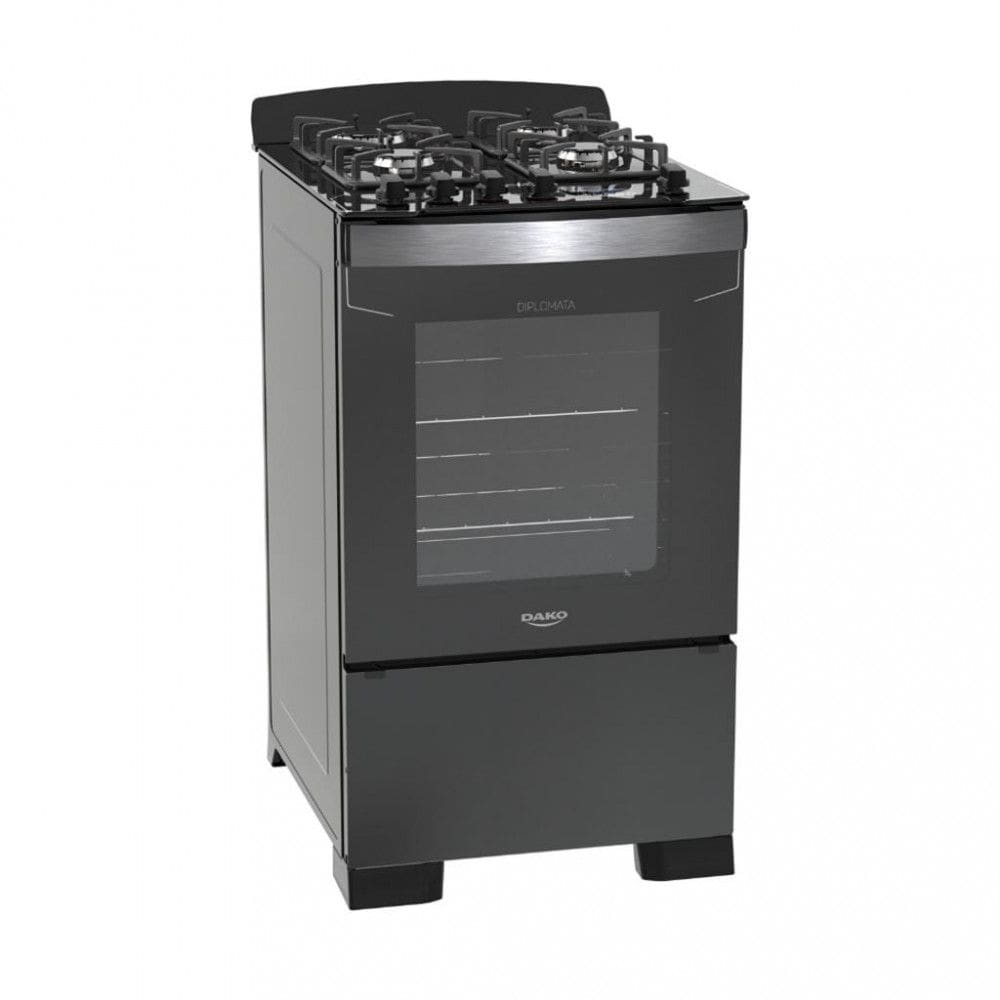 Fogão 4 Bocas Dako Diplomata Grill Preto Mesa em Vidro - Bivolt - 300001002