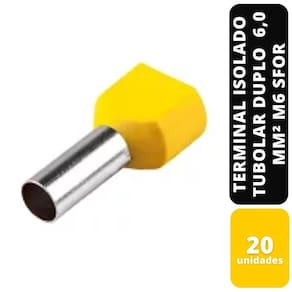 Kit C/20 TERMINAL ISOLADO TUBOLAR DUPLO AM 6,0 MM² M6 SFOR