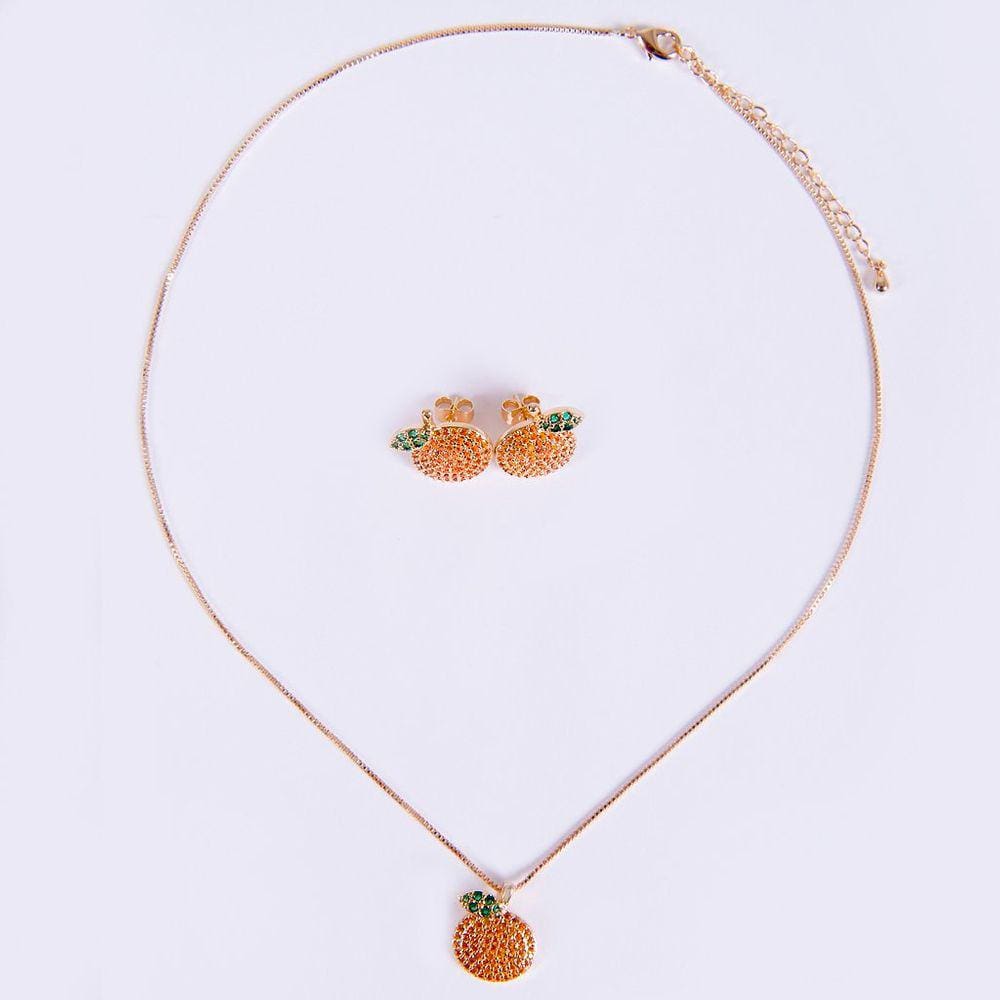 Conjunto de Colar e Brincos Laranja
