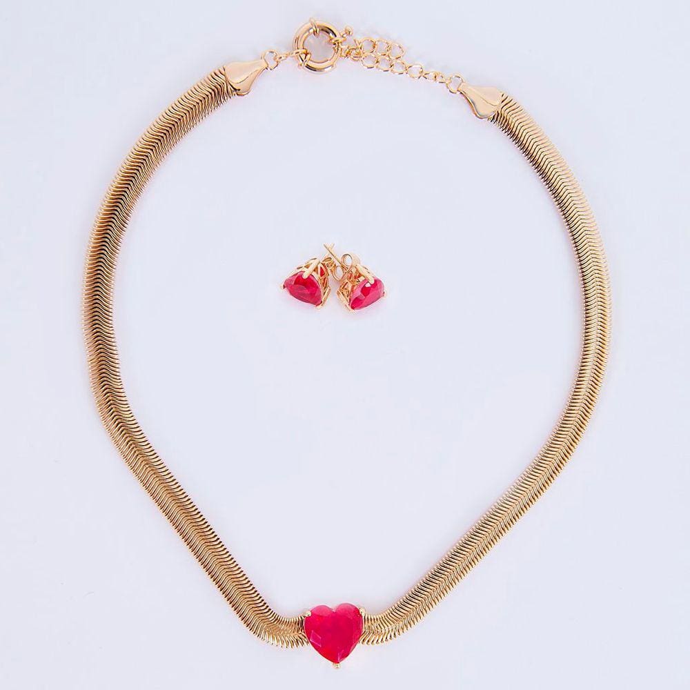Conjunto Colar e Brincos Coração