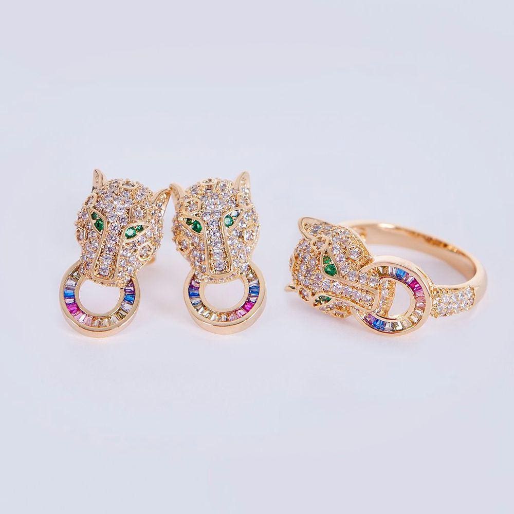 Conjunto Pantera de Anel e Brincos