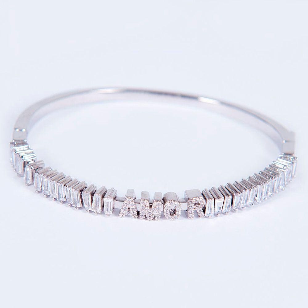 Bracelete Amor em Ródio Branco