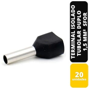 Kit C/20 TERMINAL ISOLADO TUBOLAR DUPLO PT 1,5 MM² SFOR