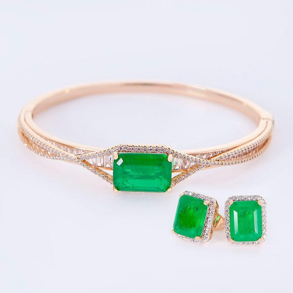 Conjunto Bracelete e Brinco Esmeralda