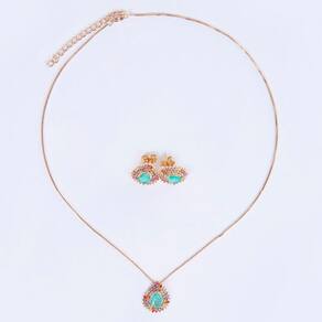 Conjunto de Colar e Brincos com Pedra Fusion