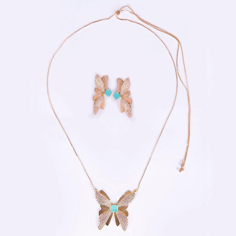 Conjunto de Colar e Brincos Borboleta