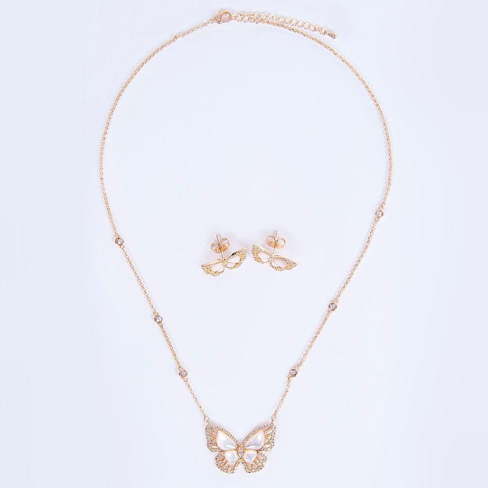 Conjunto de Colar Brincos Borboleta