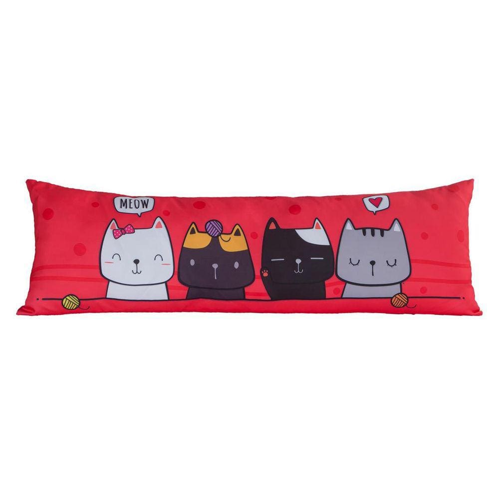 Capa Travesseiro Corpo Gigante 1,45X0,45 Fronha Xuxão Gato