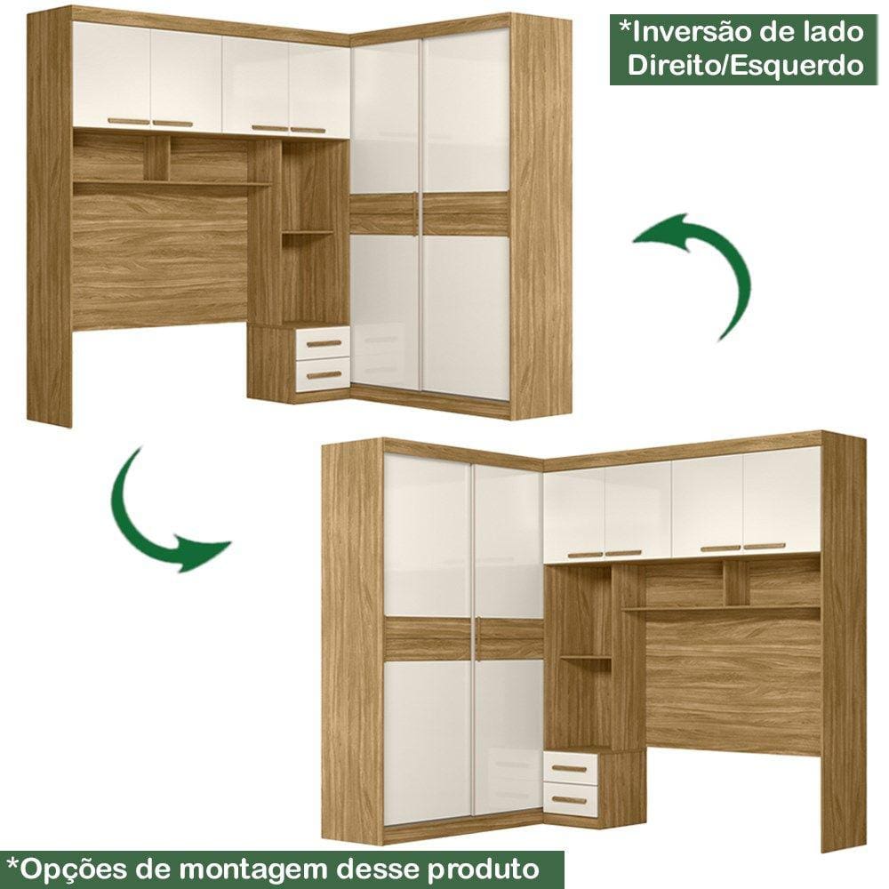 Dormitorio Modulado Casal 6 Portas FL0270 Freijo Off White Moval