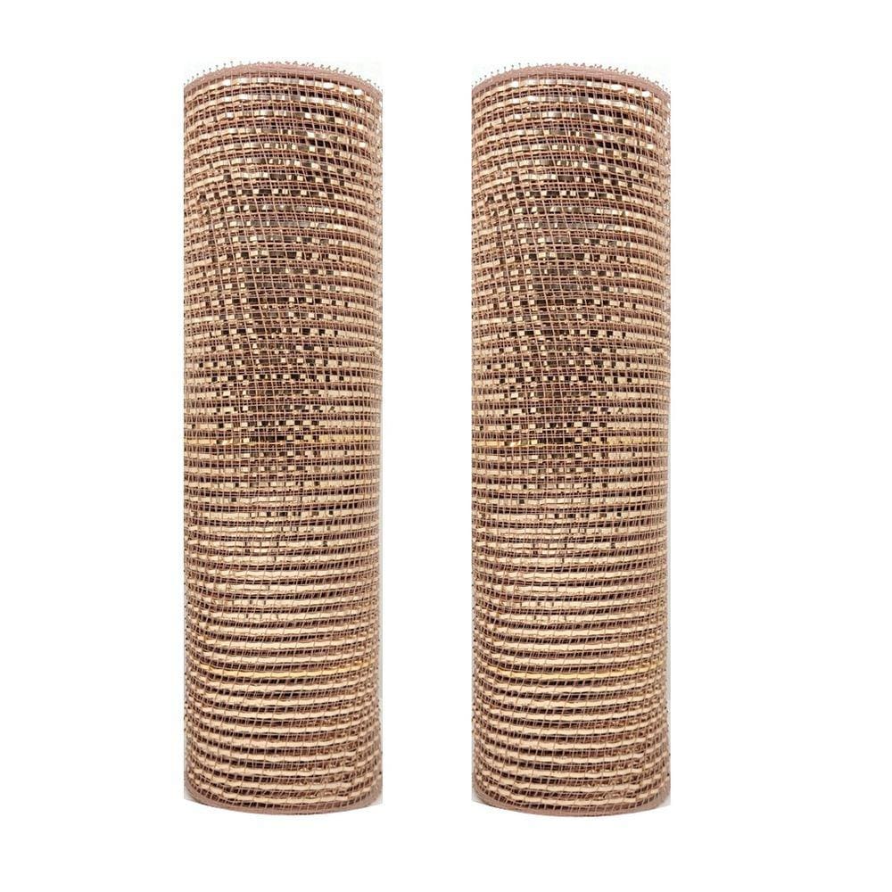Kit Tela Decorativa Natal Fita 25cm x 5 metros Rosê Gold 2 Peças - Magizi